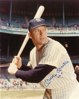 Mickey Mantle Signed & "No. 7" Inscribed 16x20 Photo (JSA)